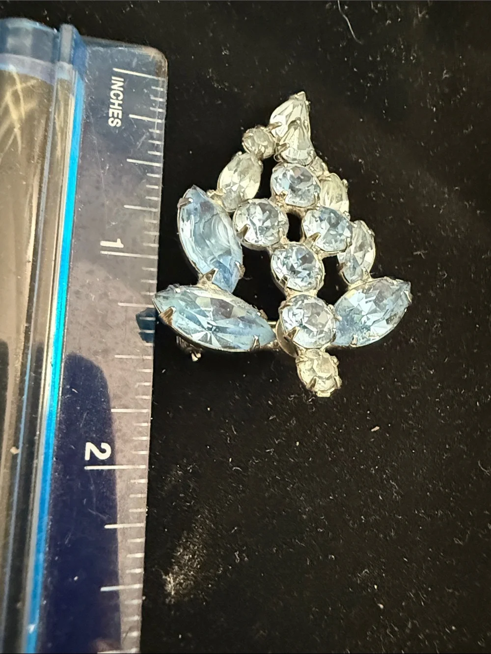 Albert Weiss Vintage Pale Blue Crystal Cluster Brooch
